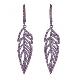 Dangling Ruby Sapphire Leaf Earrings - Glamour Manor
