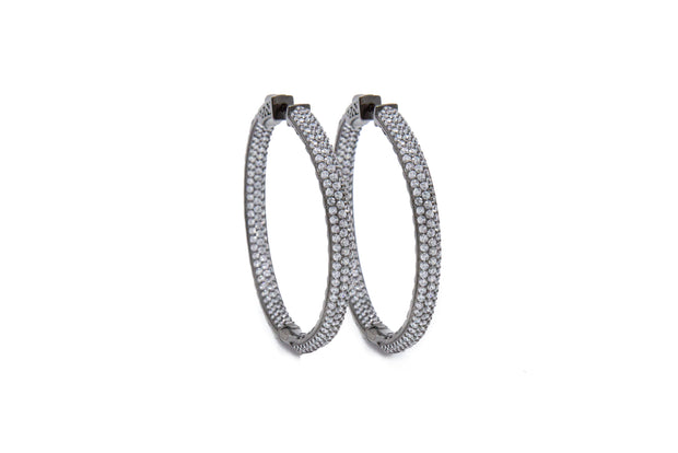 Sterling Silver Black Rhodium Hoops - Glamour Manor