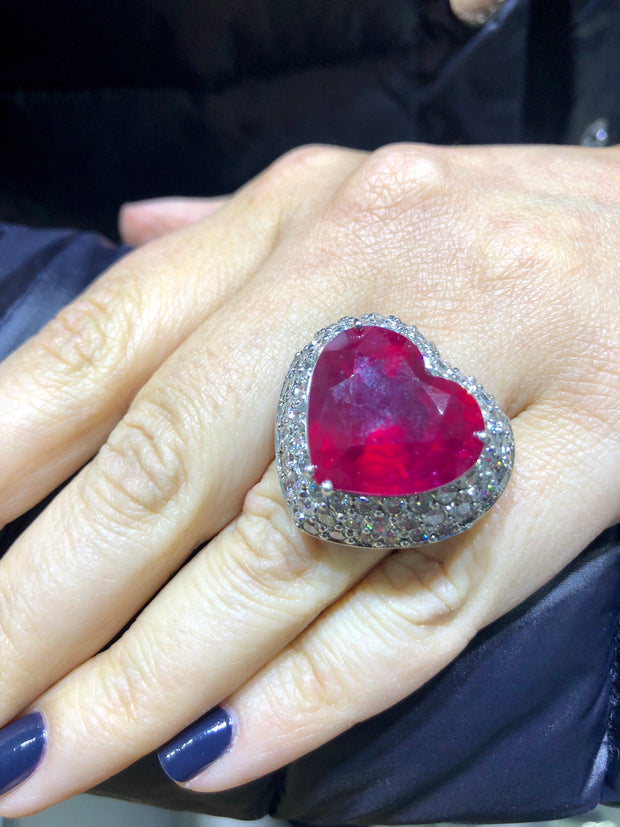 Ruby Heart Diamond Ring - Glamour Manor