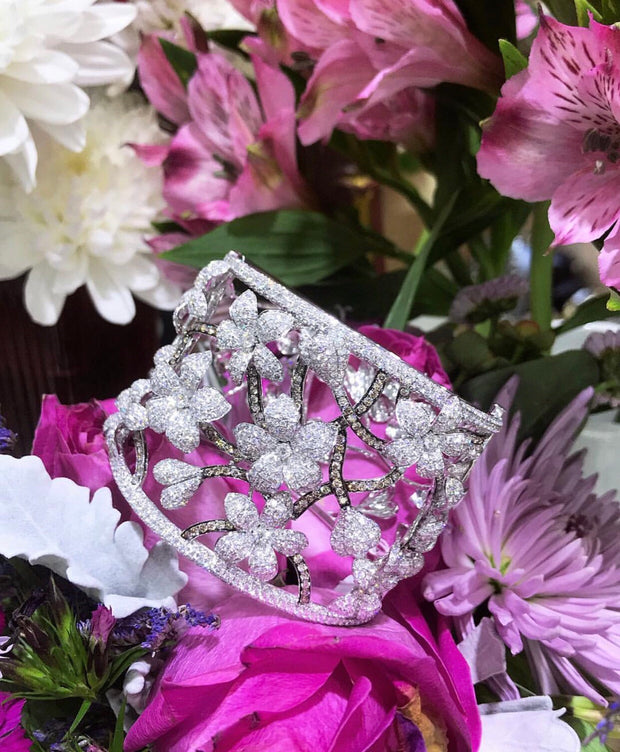 Diamond Flower Bangle - Glamour Manor