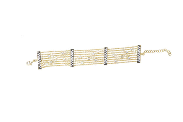 CZ's and Gold Chain Bracelet - Glamour Manor