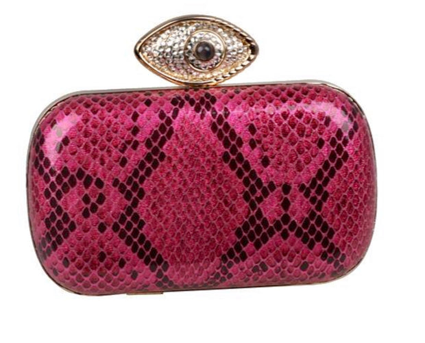 Hot Pink Clutch With Evil Eye - Glamour Manor