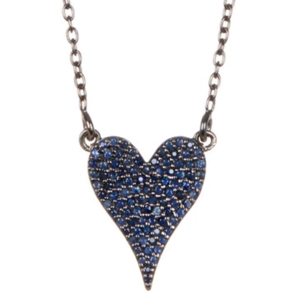 Sapphire Heart Pendant Necklace - Glamour Manor