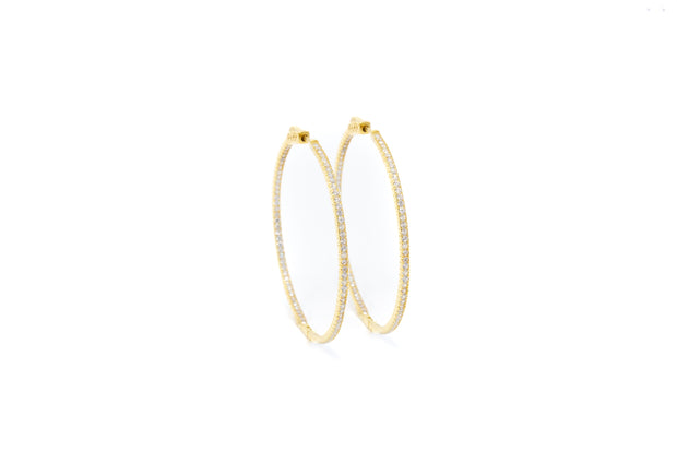 Gold Vermeil and Whites CZ Stones Hoop Earrings - Glamour Manor