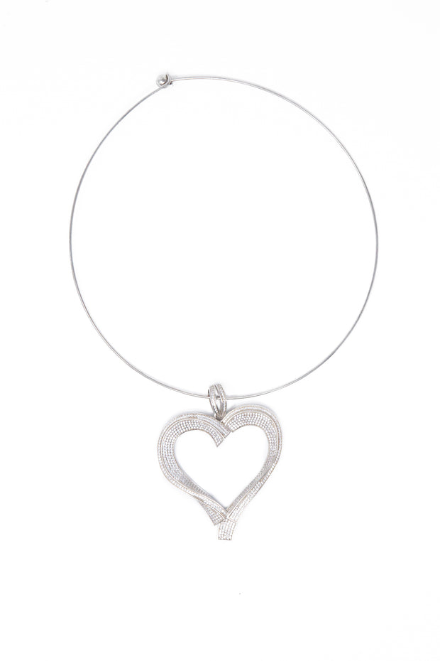Large Heart Pendant On Sterling Silver Wire - Glamour Manor