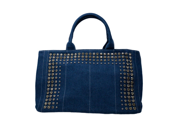 Denim Tote with Crystals - Glamour Manor