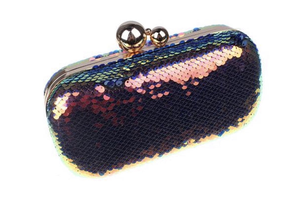 Flashy Pink and Blue Sequin Clutch - Glamour Manor