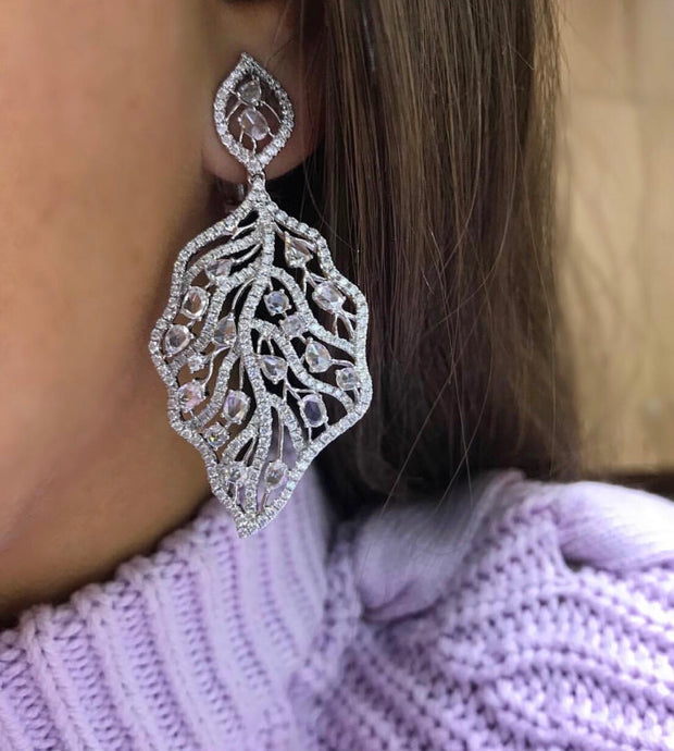 Diamond Leaf Earrings - Glamour Manor