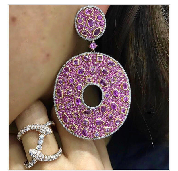 Pink Sapphire Diamond Earrings - Glamour Manor