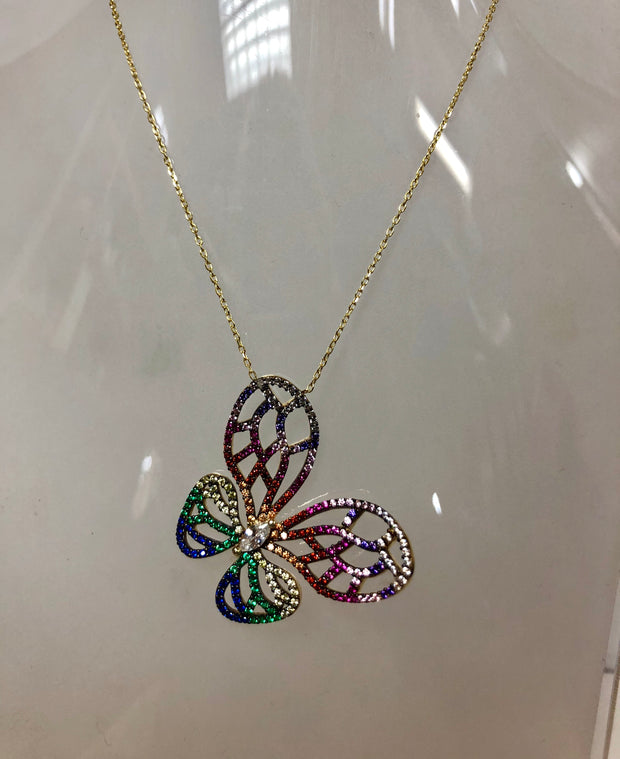 Multicolored Butterfly Necklace - Glamour Manor